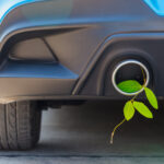 Taxes sur l'affectation des véhicules de tourisme à des fins économiques Eco electric hybrid car Environmental concept of the green leaf